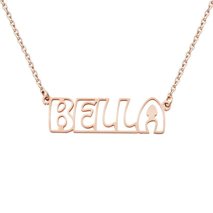 Custom Hollow Font Name Necklace | Anniversary Gift, Mothers Day Gift, Gift For Her