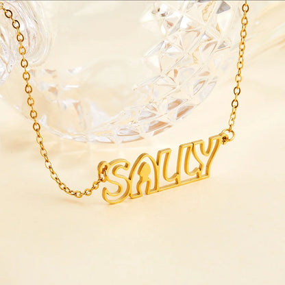 Custom Hollow Font Name Necklace | Anniversary Gift, Mothers Day Gift, Gift For Her