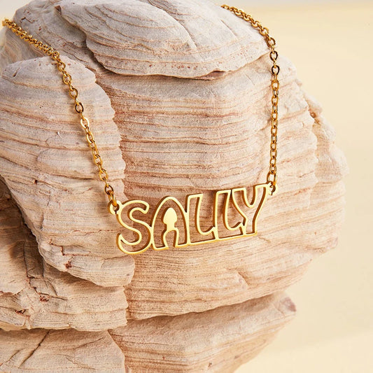Custom Hollow Font Name Necklace | Anniversary Gift, Mothers Day Gift, Gift For Her