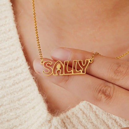 Custom Hollow Font Name Necklace | Anniversary Gift, Mothers Day Gift, Gift For Her