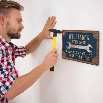 Custom Garage Sign |  Rust Metal Design Wall Art |  I Can Fix Anything | Engraved gifts for him