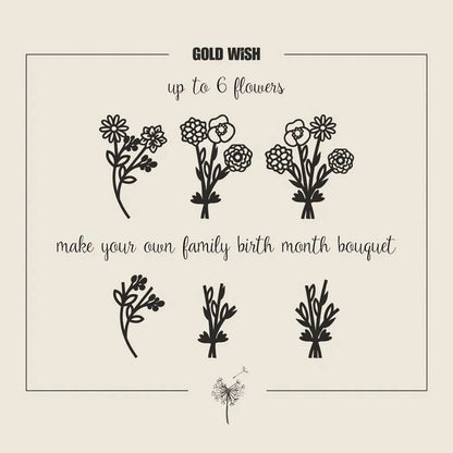 Custom Birth Flower Bouquet Necklace – Personalized Family Necklace for Mom & Grandma, Up to 6 Birth Flowers