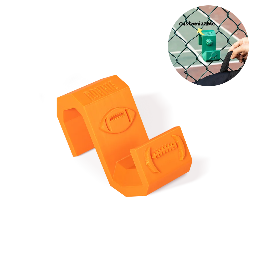 Custom Name Multicolor Pickleball Bag Hook for Hanging on Fence, 3D Printed