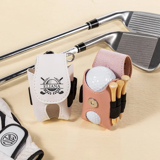 Custom Leather Golf Ball Bag | Golf Travel Bag | Golf Lover Gifts