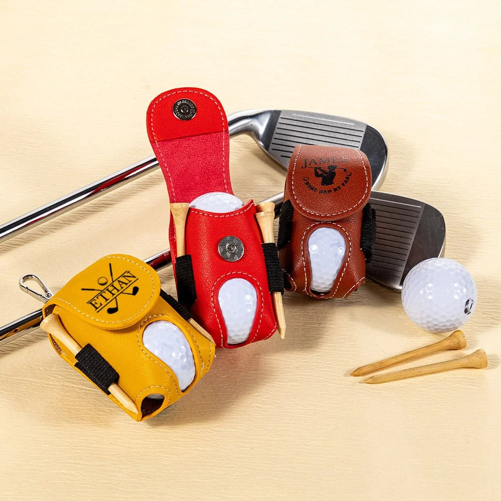 Custom Leather Golf Ball Bag | Golf Travel Bag | Golf Lover Gifts