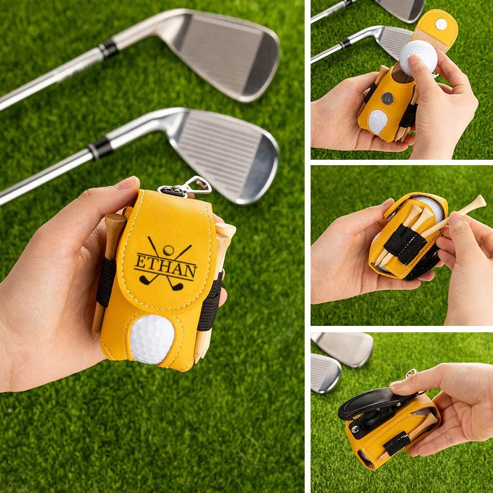 Custom Leather Golf Ball Bag | Golf Travel Bag | Golf Lover Gifts