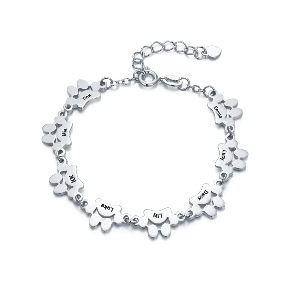 Pet Memorial Bracelet| Personalized Dog Paw Bracelet, Cat Paw Bracelet
