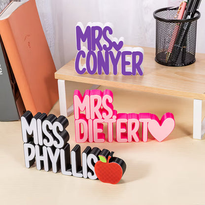 Personalized 3D Teacher Name Sign | Custom Desk Name Plate for Teachers