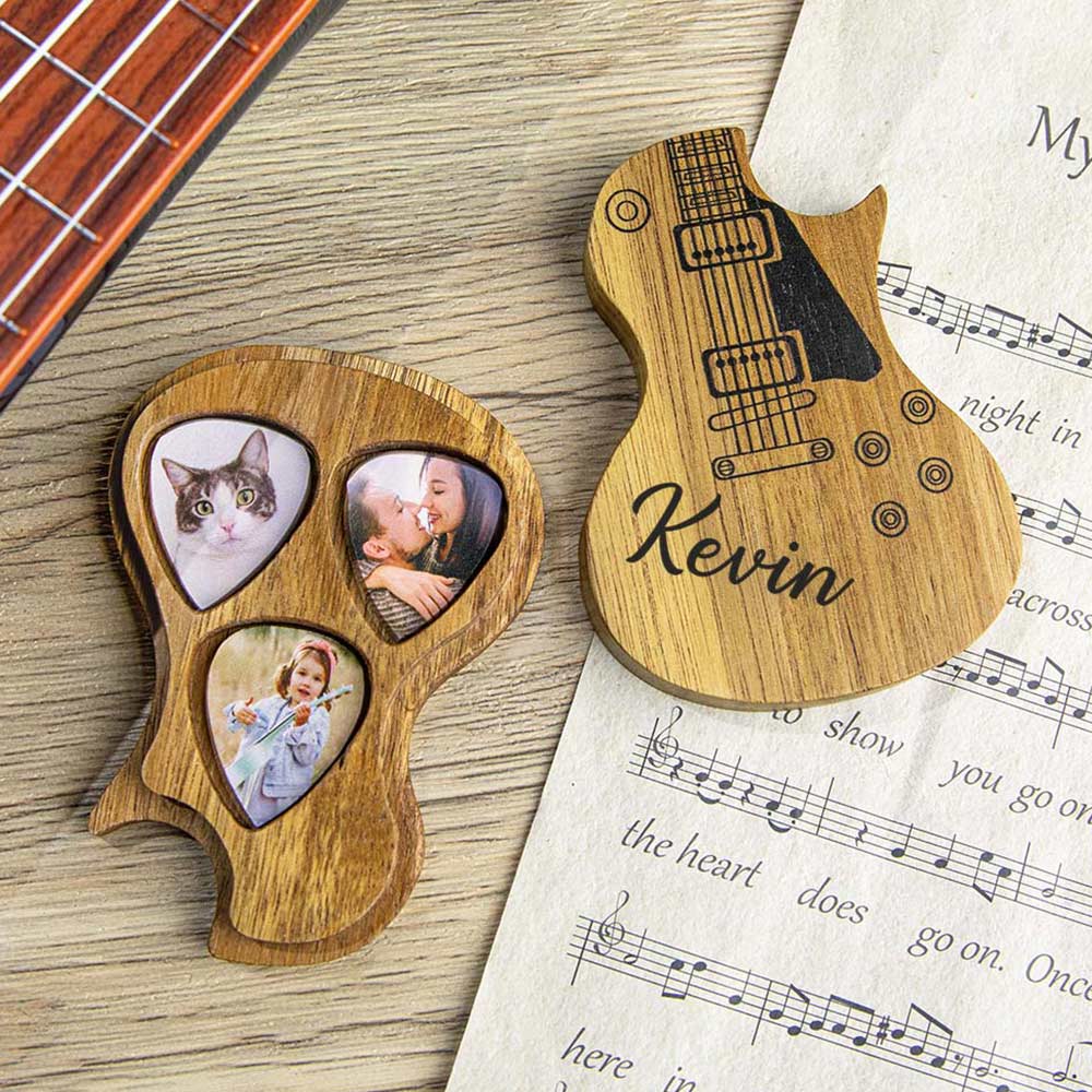Personalized Wooden Photo/Engraving Guitar Pick | Cool gifts for guitar players