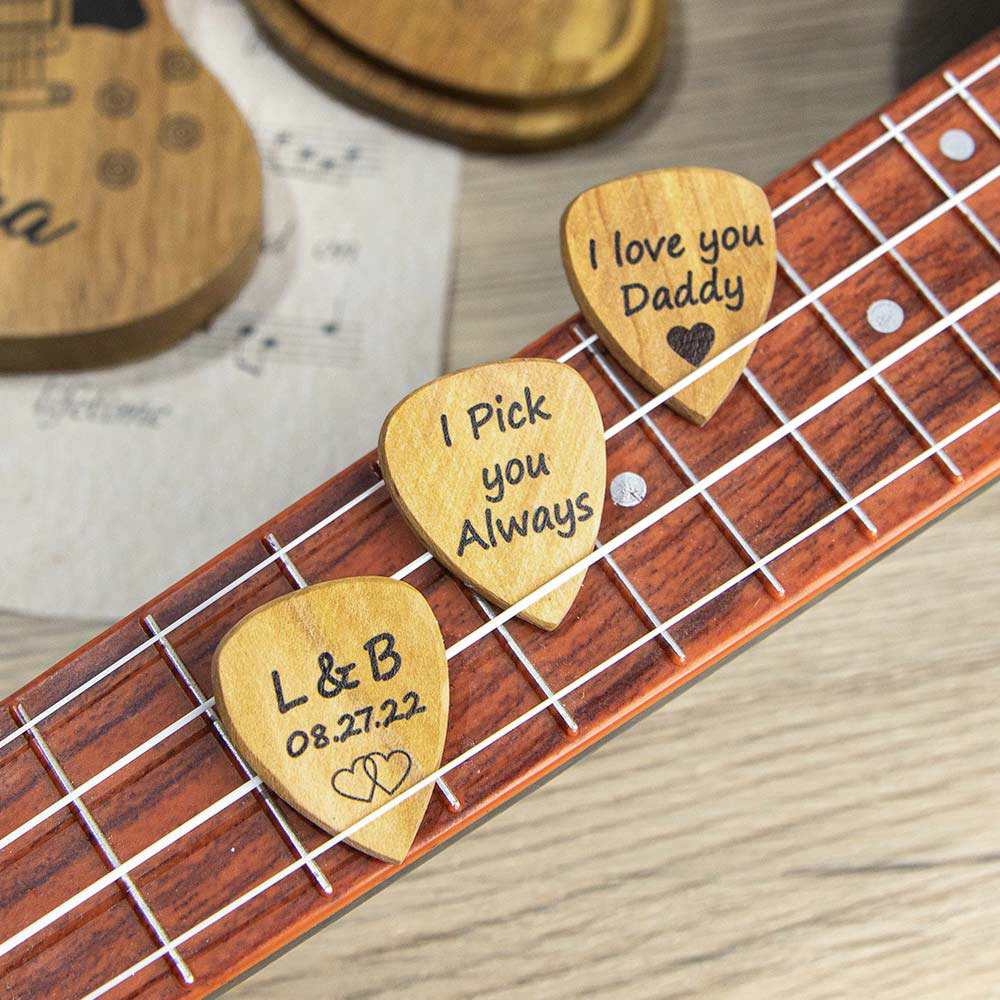 Personalized Wooden Photo/Engraving Guitar Pick | Cool gifts for guitar players