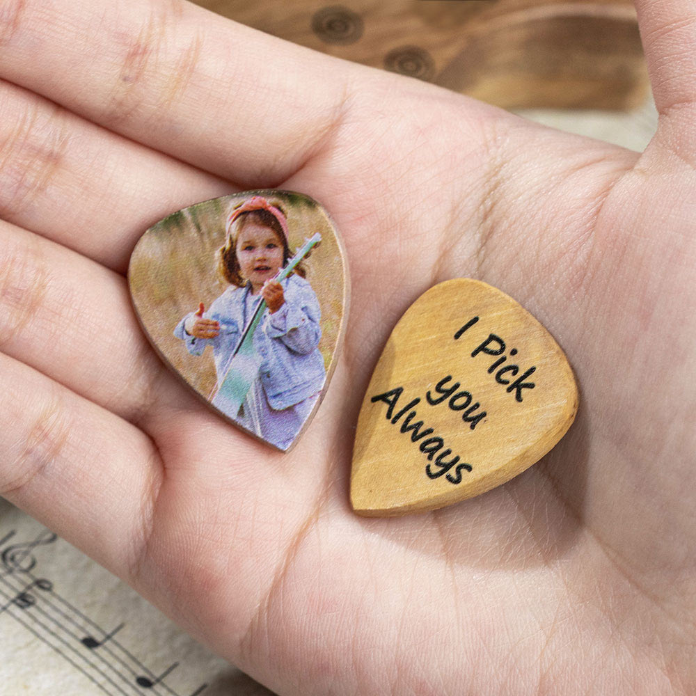 Personalized Wooden Photo/Engraving Guitar Pick | Cool gifts for guitar players