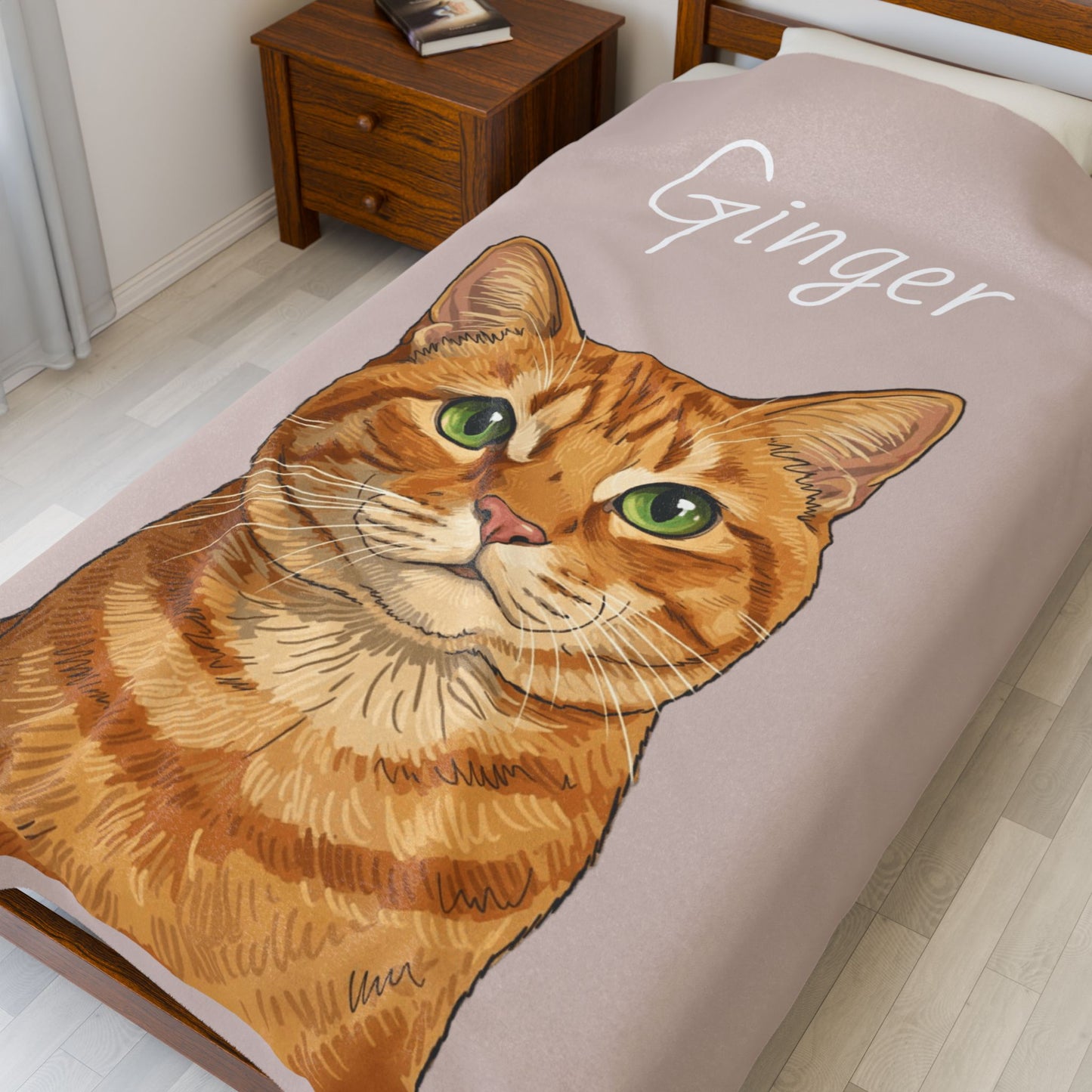 Custom Cat Portrait Blanket – Personalized Cat Lover Gift