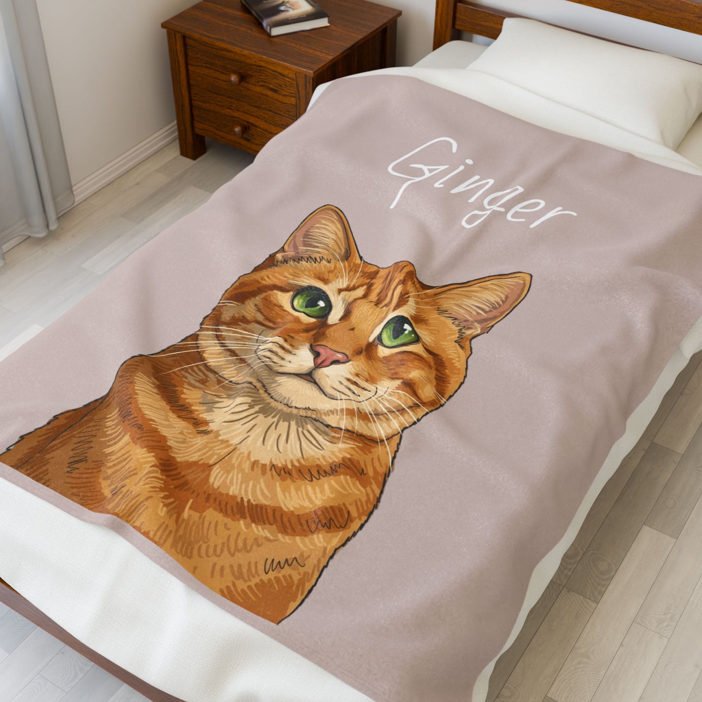 Custom Cat Portrait Blanket – Personalized Cat Lover Gift