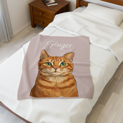 Custom Cat Portrait Blanket – Personalized Cat Lover Gift