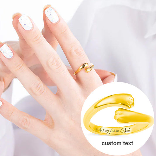 Personalized Cat Paw Hug Ring