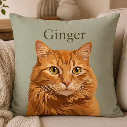 Custom Cat Portrait Pillow Case | Personalized Digital Illustration