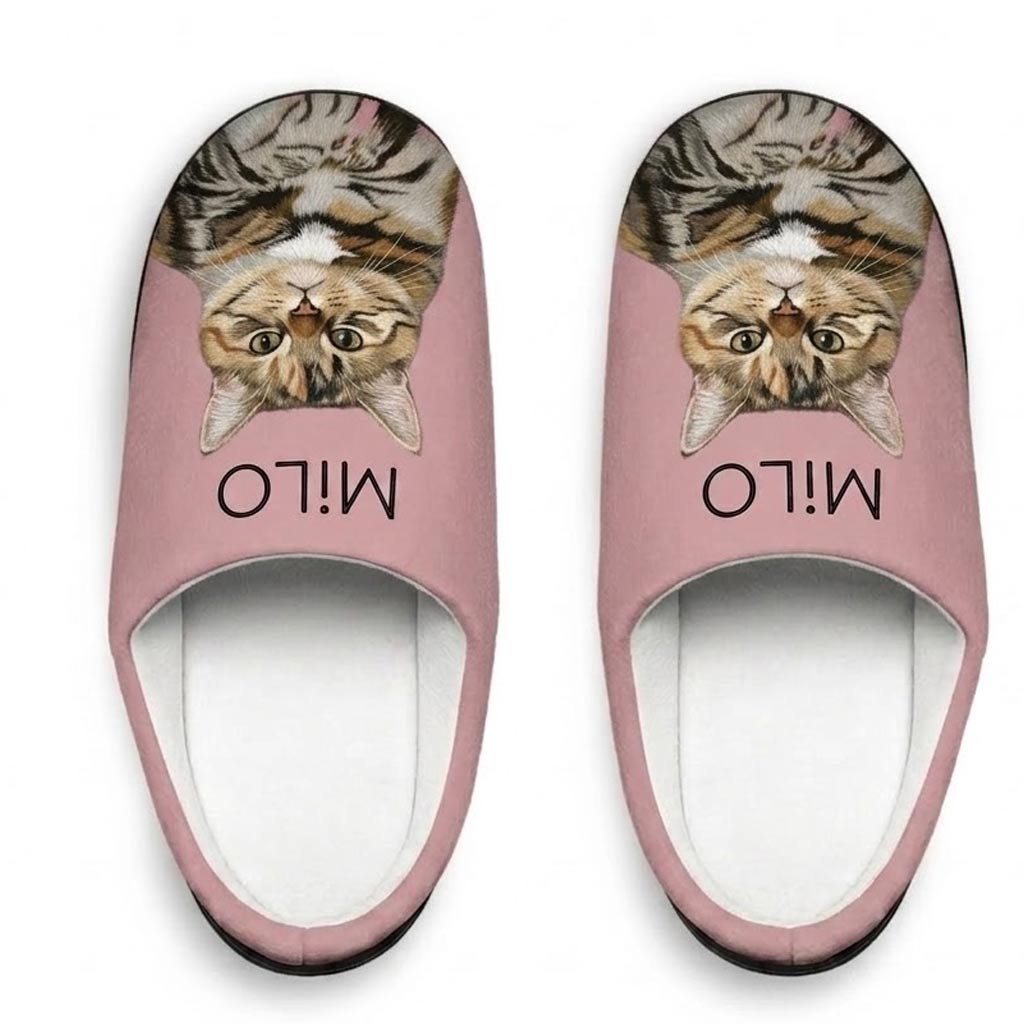 Custom Cat Face Slippers | Personalized Cat Photo Slippers