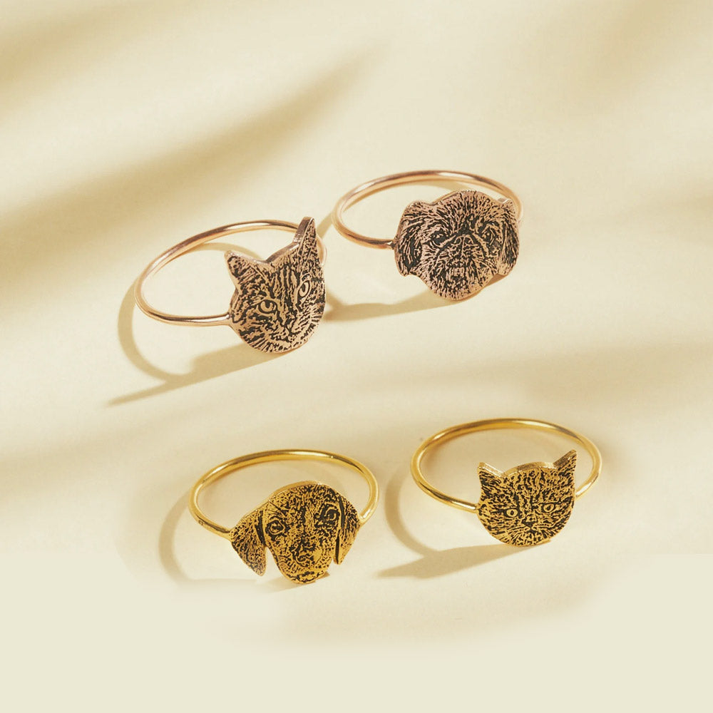 Custom Pet Portrait Ring | Pet memorial gifts