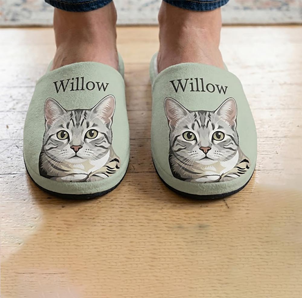 Custom Cat Face Slippers | Personalized Cat Photo Slippers