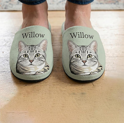Custom Cat Face Slippers | Personalized Cat Photo Slippers
