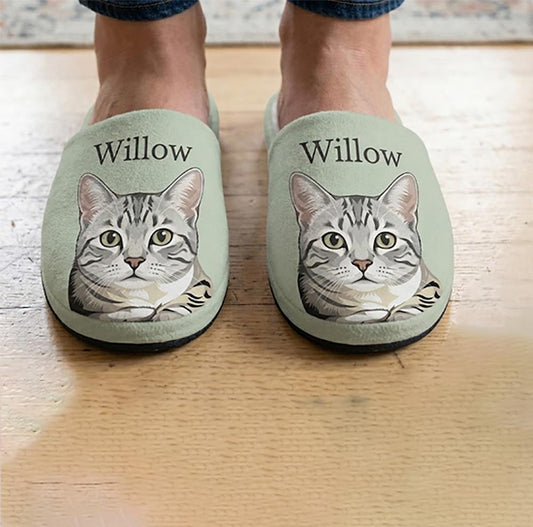 Custom Cat Face Slippers | Personalized Cat Photo Slippers