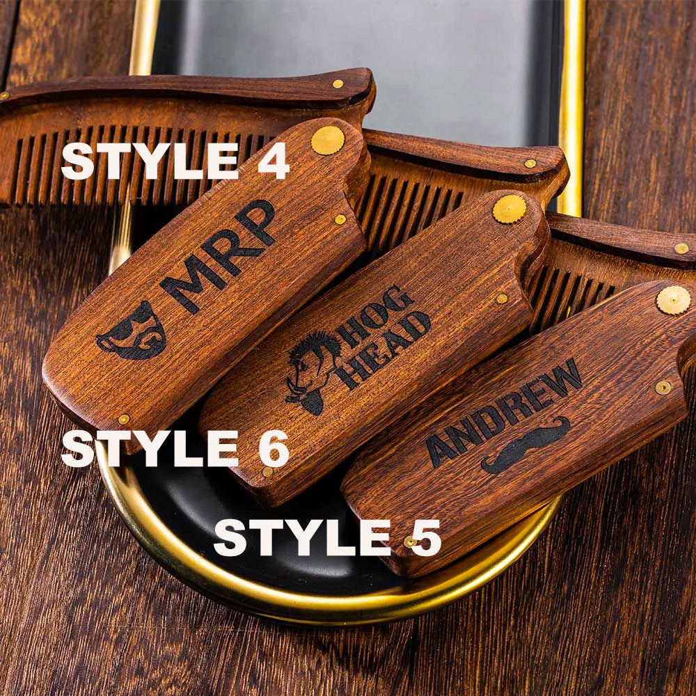 Custom Folding Wooden Beard comb for /Dad/ Boyfriends/ Groomsmen