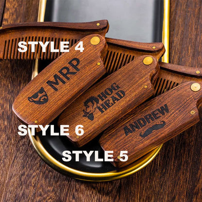 Custom Folding Wooden Beard comb for /Dad/ Boyfriends/ Groomsmen