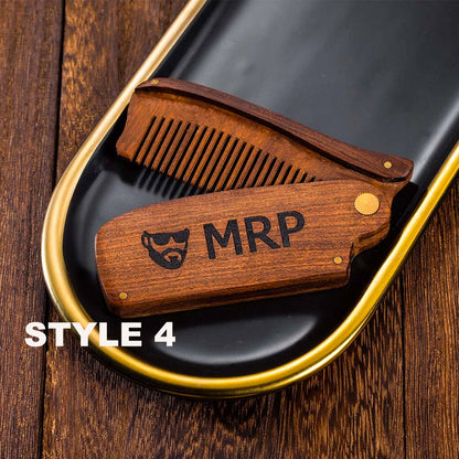 Custom Folding Wooden Beard comb for /Dad/ Boyfriends/ Groomsmen