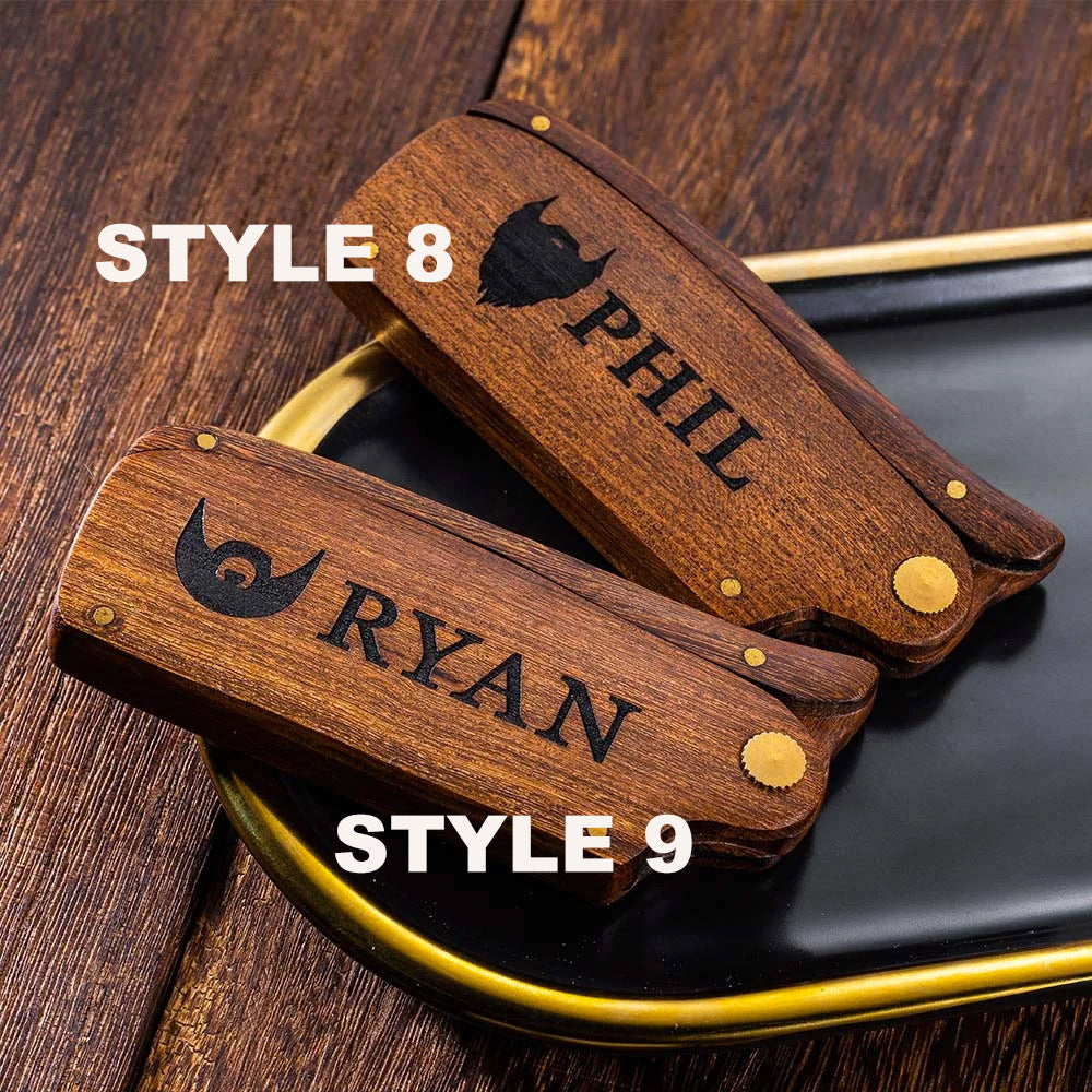 Custom Folding Wooden Beard comb for /Dad/ Boyfriends/ Groomsmen