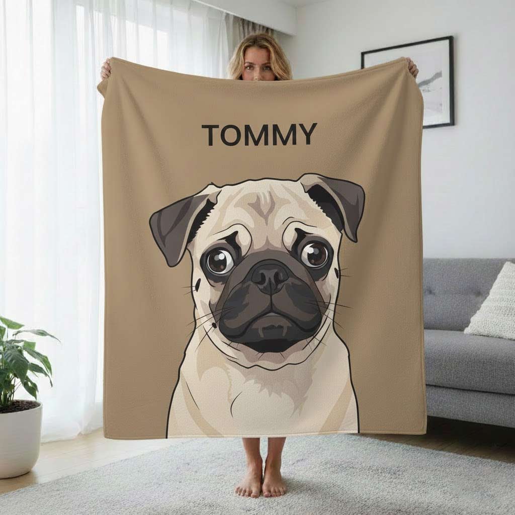 Dog Portrait Blanket | Pet Blankets Personalized