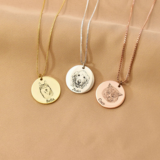 Custom pet photo disc necklace 925 Silver | pet necklace memorial