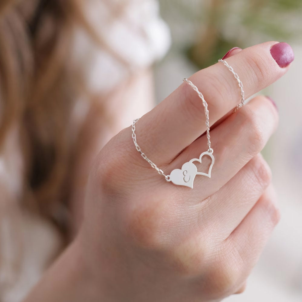 Custom matching best friend heart necklaces for 2  | Set of 2 necklaces