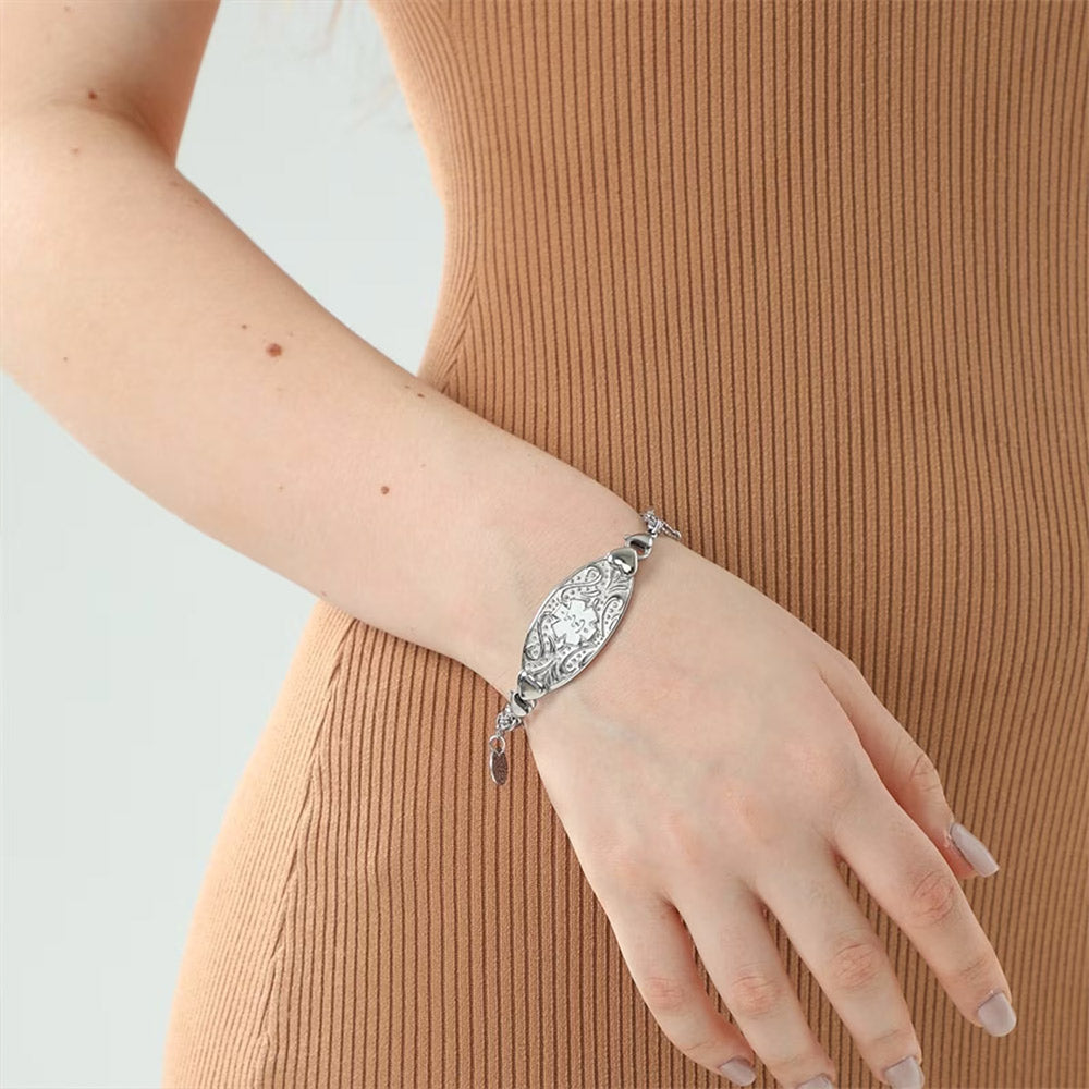Elegant Medical Bracelets Jewelry for Women | Stainless Steel Emergency Identification Bracelet