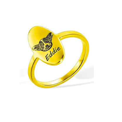 Personalized Signet Ring Engraved Pet portrait| Dog/Cat Mom/Pet Lover Gifts