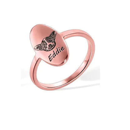 Personalized Signet Ring Engraved Pet portrait| Dog/Cat Mom/Pet Lover Gifts
