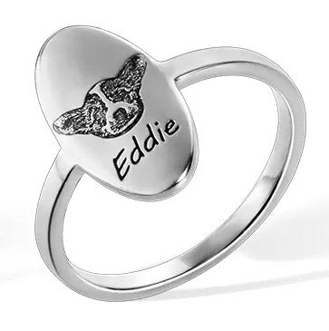Personalized Signet Ring Engraved Pet portrait| Dog/Cat Mom/Pet Lover Gifts