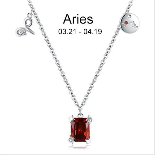 Zodiac necklace | Astrology Constellation & birthstone Sterling Silver 925 necklace