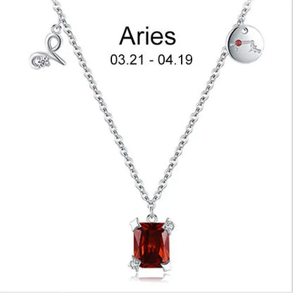 Zodiac necklace | Astrology Constellation & birthstone Sterling Silver 925 necklace