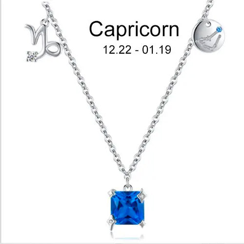 Zodiac necklace | Astrology Constellation & birthstone Sterling Silver 925 necklace