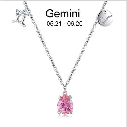 Zodiac necklace | Astrology Constellation & birthstone Sterling Silver 925 necklace