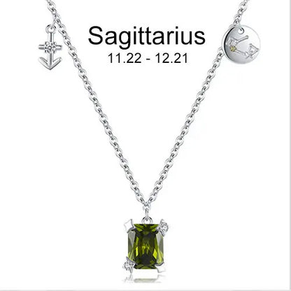 Zodiac necklace | Astrology Constellation & birthstone Sterling Silver 925 necklace