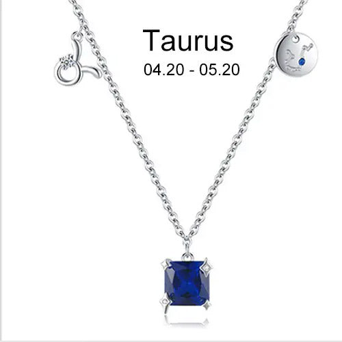 Zodiac necklace | Astrology Constellation & birthstone Sterling Silver 925 necklace