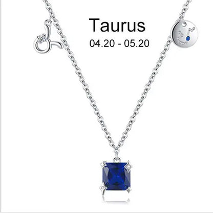 Zodiac necklace | Astrology Constellation & birthstone Sterling Silver 925 necklace