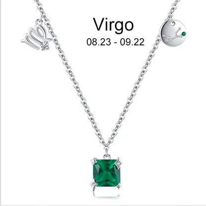 Zodiac necklace | Astrology Constellation & birthstone Sterling Silver 925 necklace