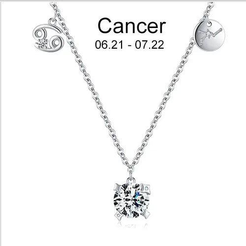 Zodiac necklace | Astrology Constellation & birthstone Sterling Silver 925 necklace