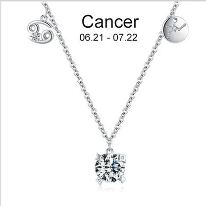 Zodiac necklace | Astrology Constellation & birthstone Sterling Silver 925 necklace