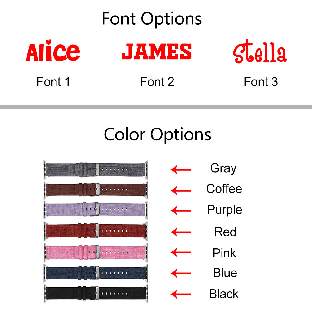 Personalized Name Embroidery Canvas Apple Watch Band