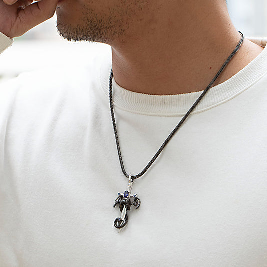 men wearing custom dragon sword necklace