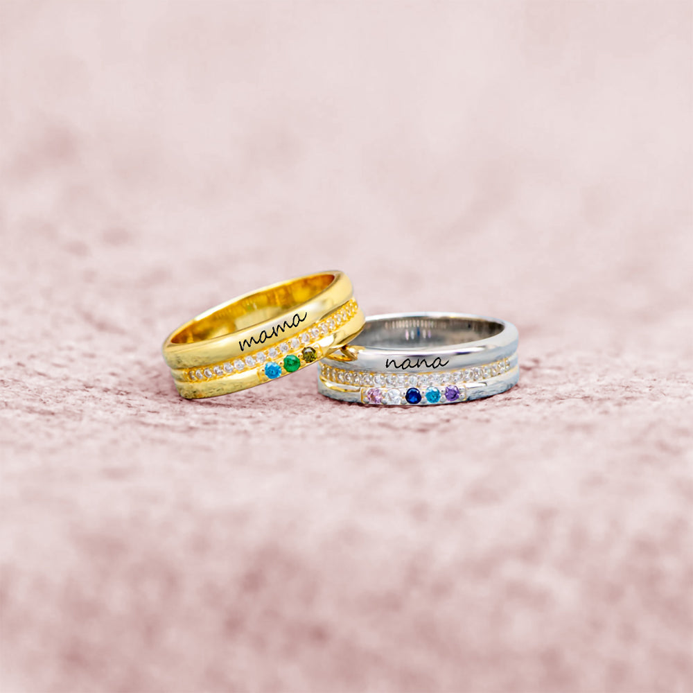 Custom Family Birthstone Ring for Mom Sterling Silver 925