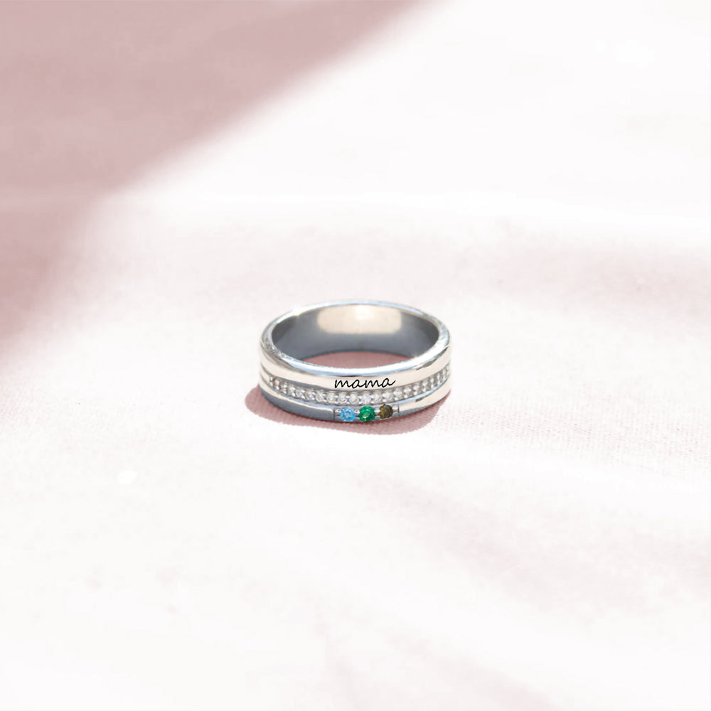 Custom Family Birthstone Ring for Mom Sterling Silver 925